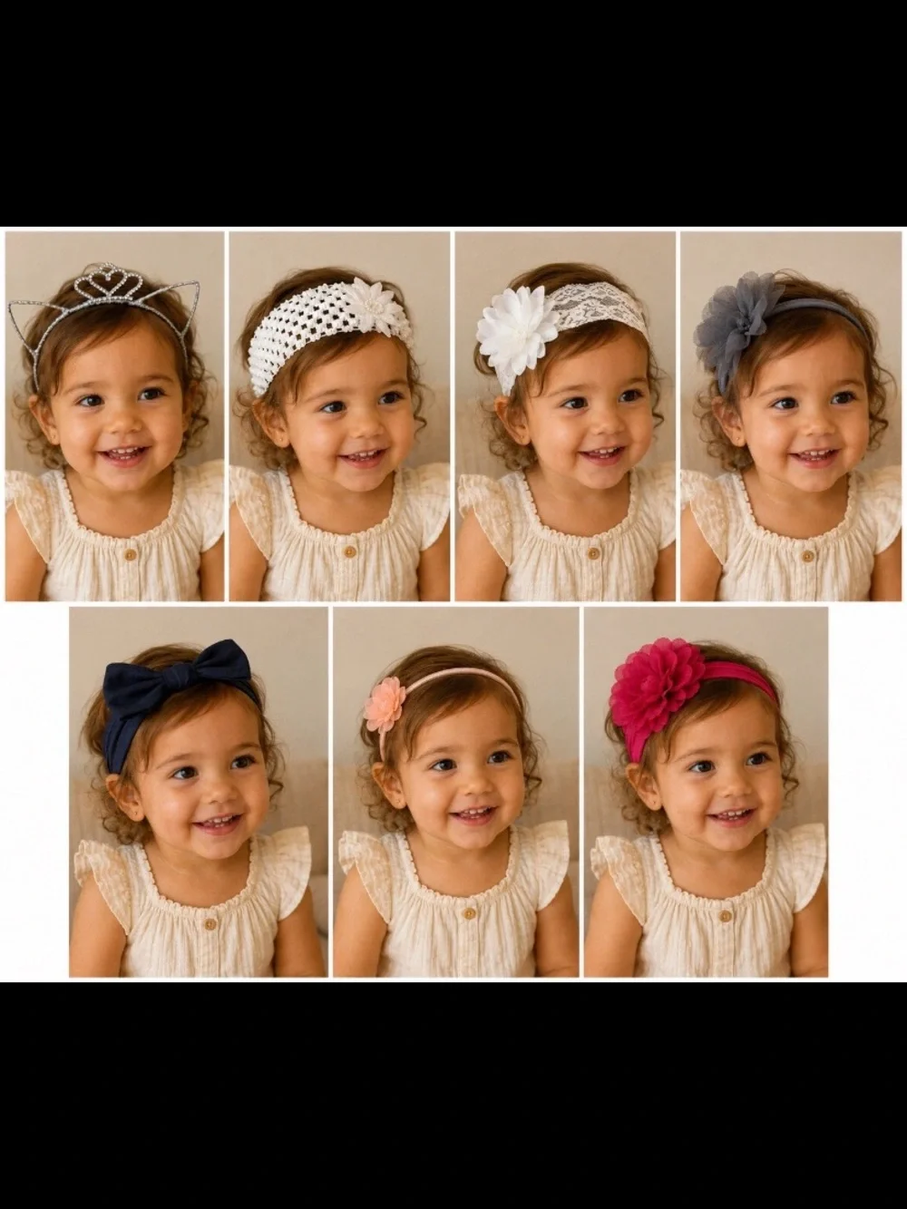 Baby Toddler Girls Cat Ear Tiara Crochet Lace Flower Bow Headband Lot Of 7